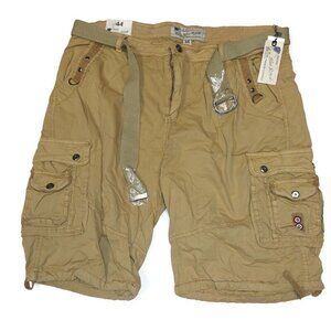 Blu Rock Mens Size 44 Premium Clothing Belted Cargo Shorts JKS-97 Khaki